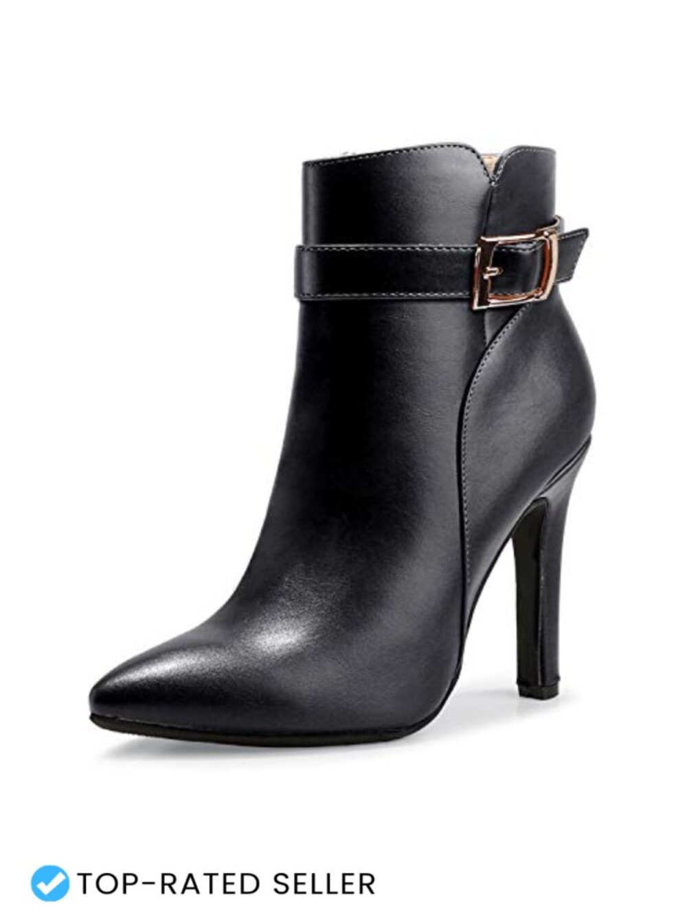 Pointed Toe Stiletto Ankle Booties Side Zip Buckle Dress Heels